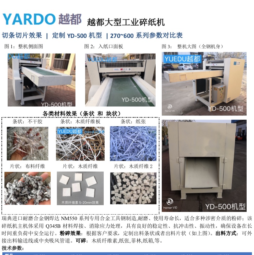 越都纖維切斷機(jī)YD-GD500機(jī)型 參數(shù)對(duì)比表